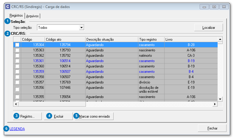 Carga de dados - Registros