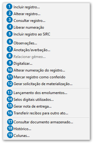 Manutenção do registro