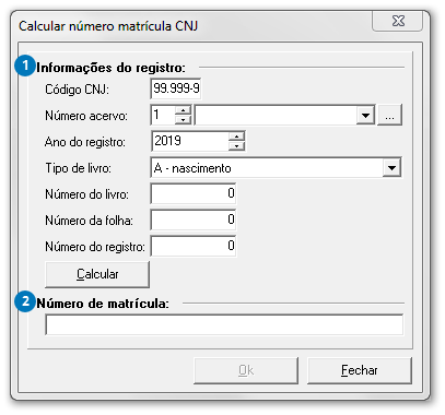 Calcular número matrícula CNJ