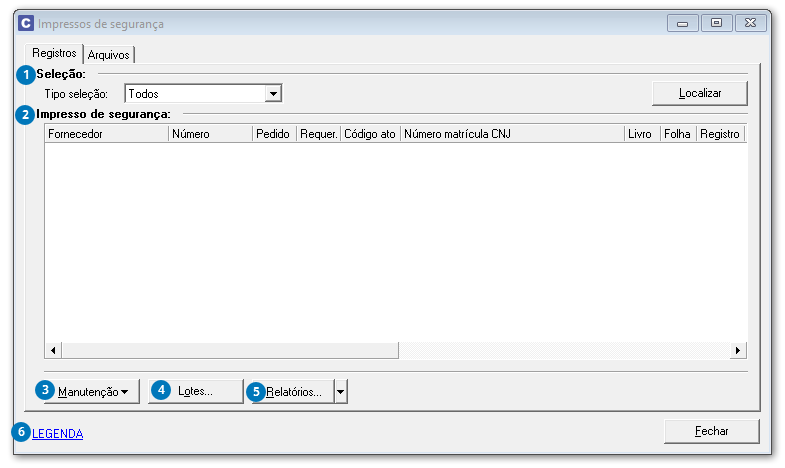 Manutenção dos impressos de segurança(Registros)