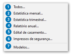 Menu Relatórios