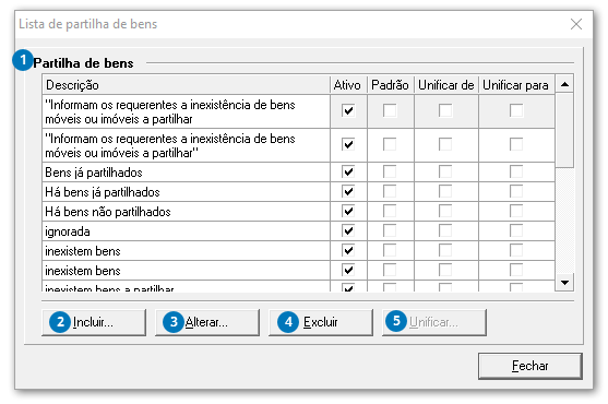 Lista de partilha de bens