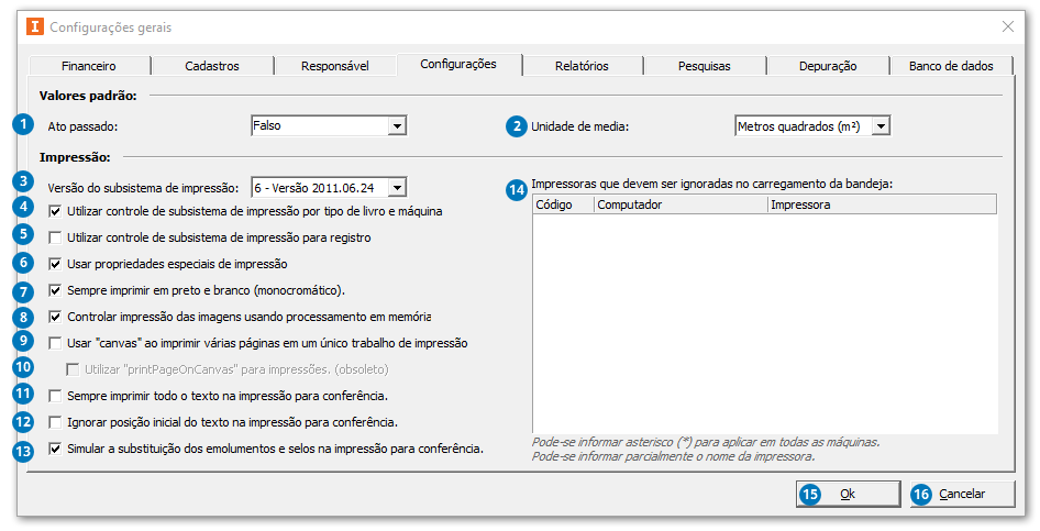 Configurações