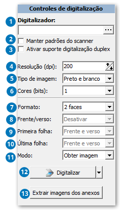 Controles de digitalização