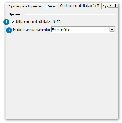 Opções para digitalização II