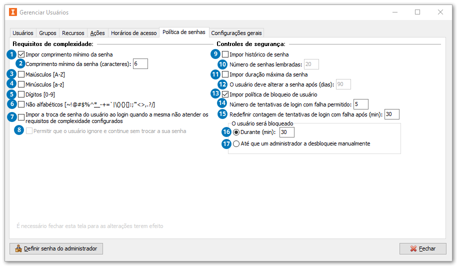 Política de senhas