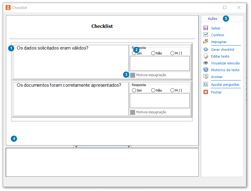 Preenchendo checklist - Itens