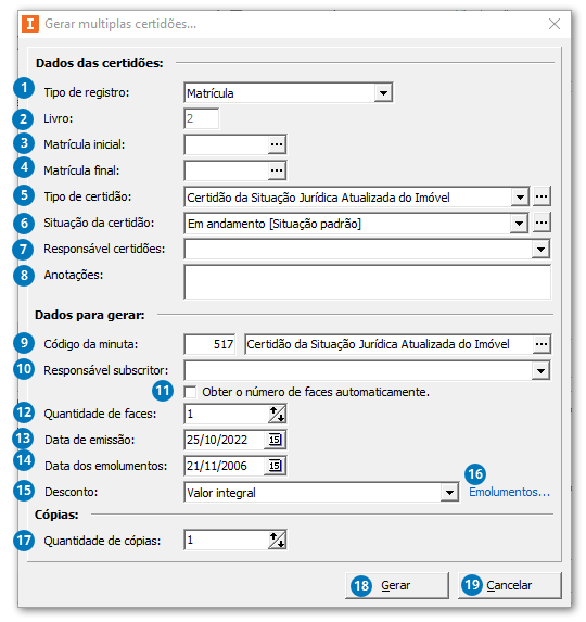 Incluir múltiplas certidões