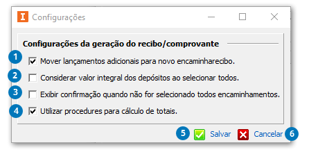 Configurações para emolumentos do pedido