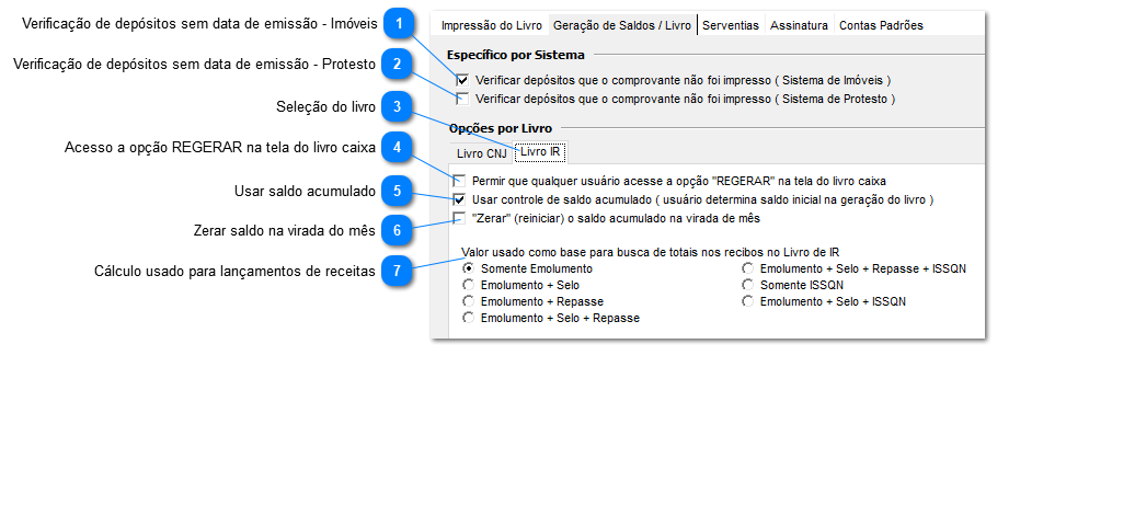 Painel de Controle - Geração de Saldos / Livro
