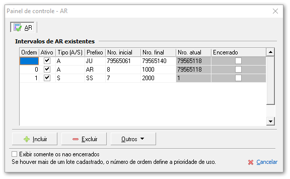 Números do  ARs