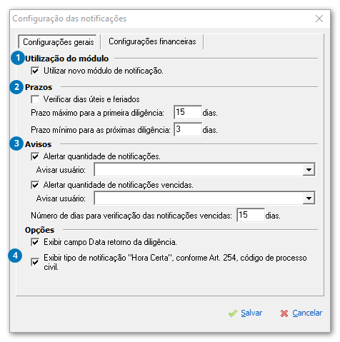 Configurações gerais