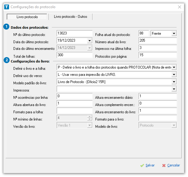 Livro de protocolo