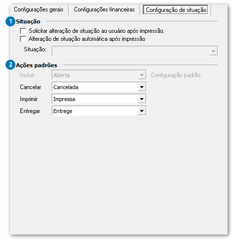 Configuração de situação